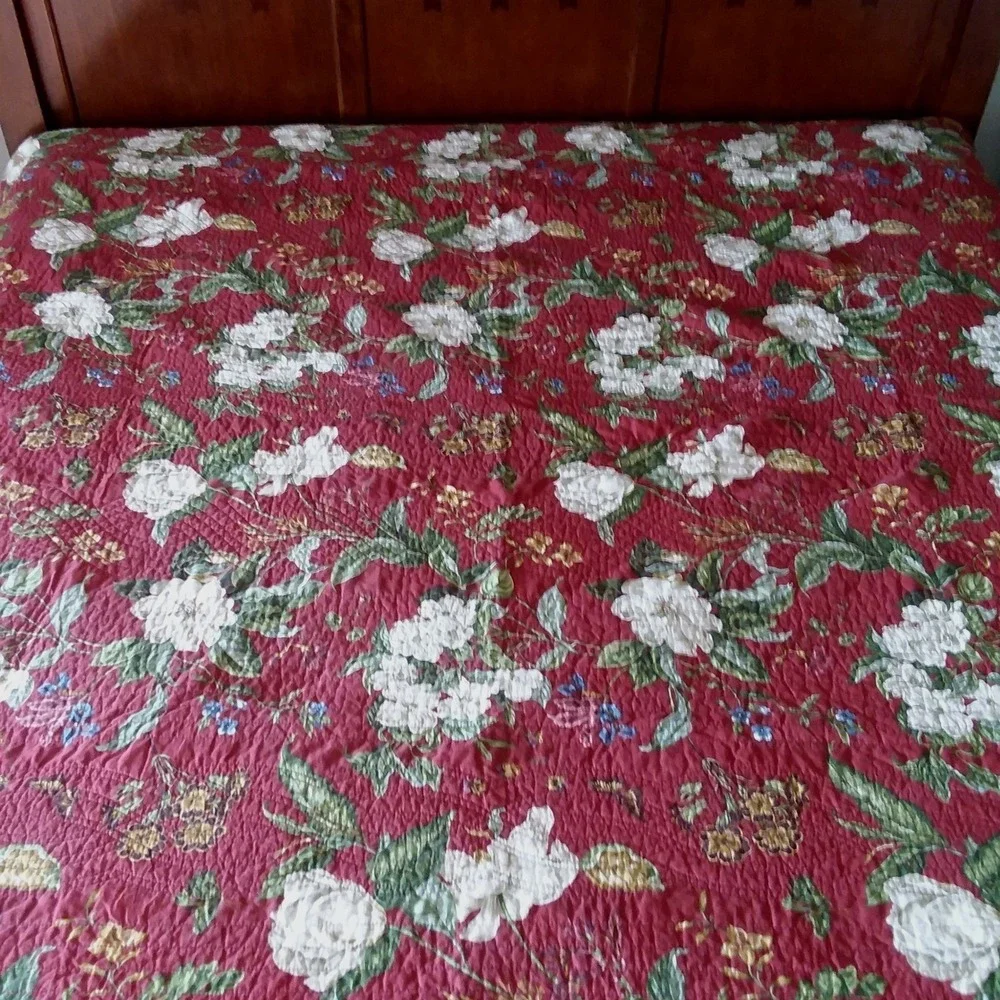 Waverly Set of 2‎ Pillow Shams & Quilt 87x87 Floral Butterflies Magnolia Cottage